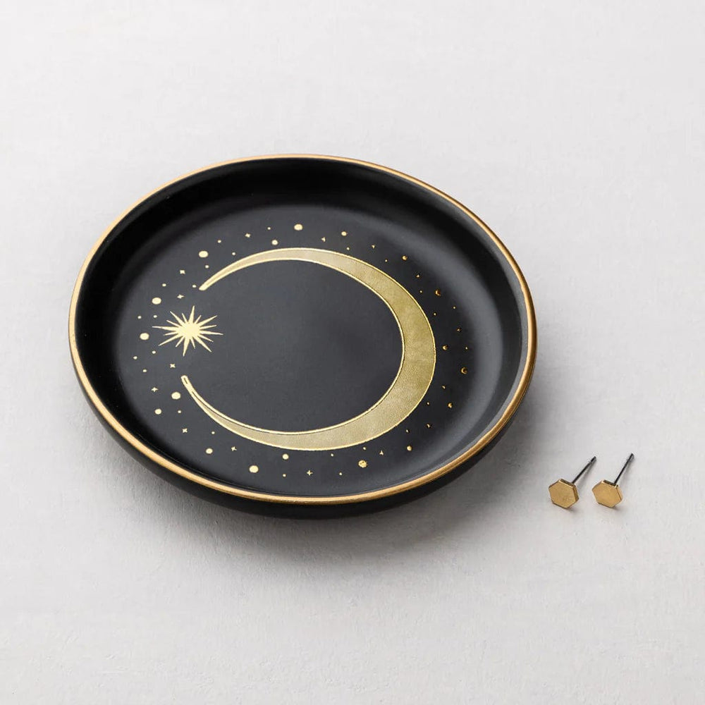 GIFT Jewelry Dish & Stud Earring Set - Crescent/Black