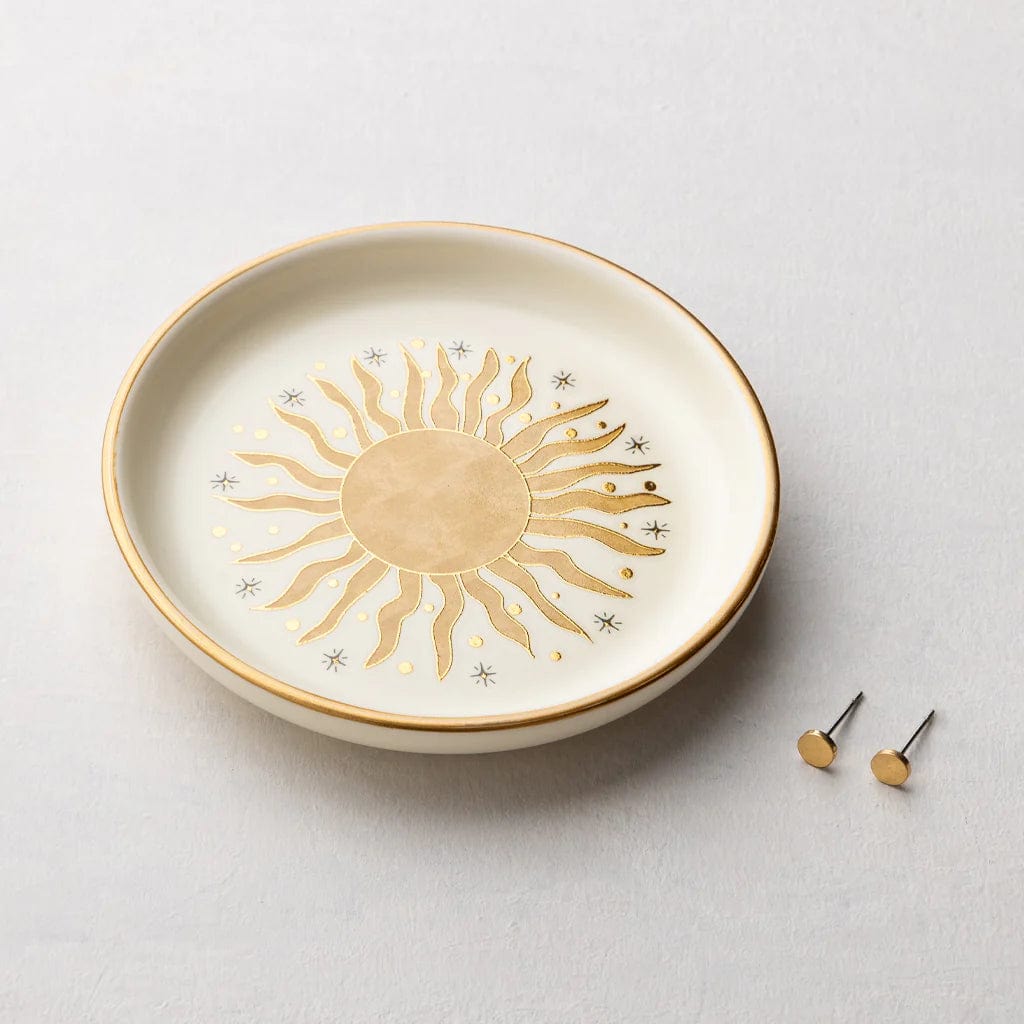 GIFT Jewelry Dish & Stud Earring Set - Sun Rays/Cream