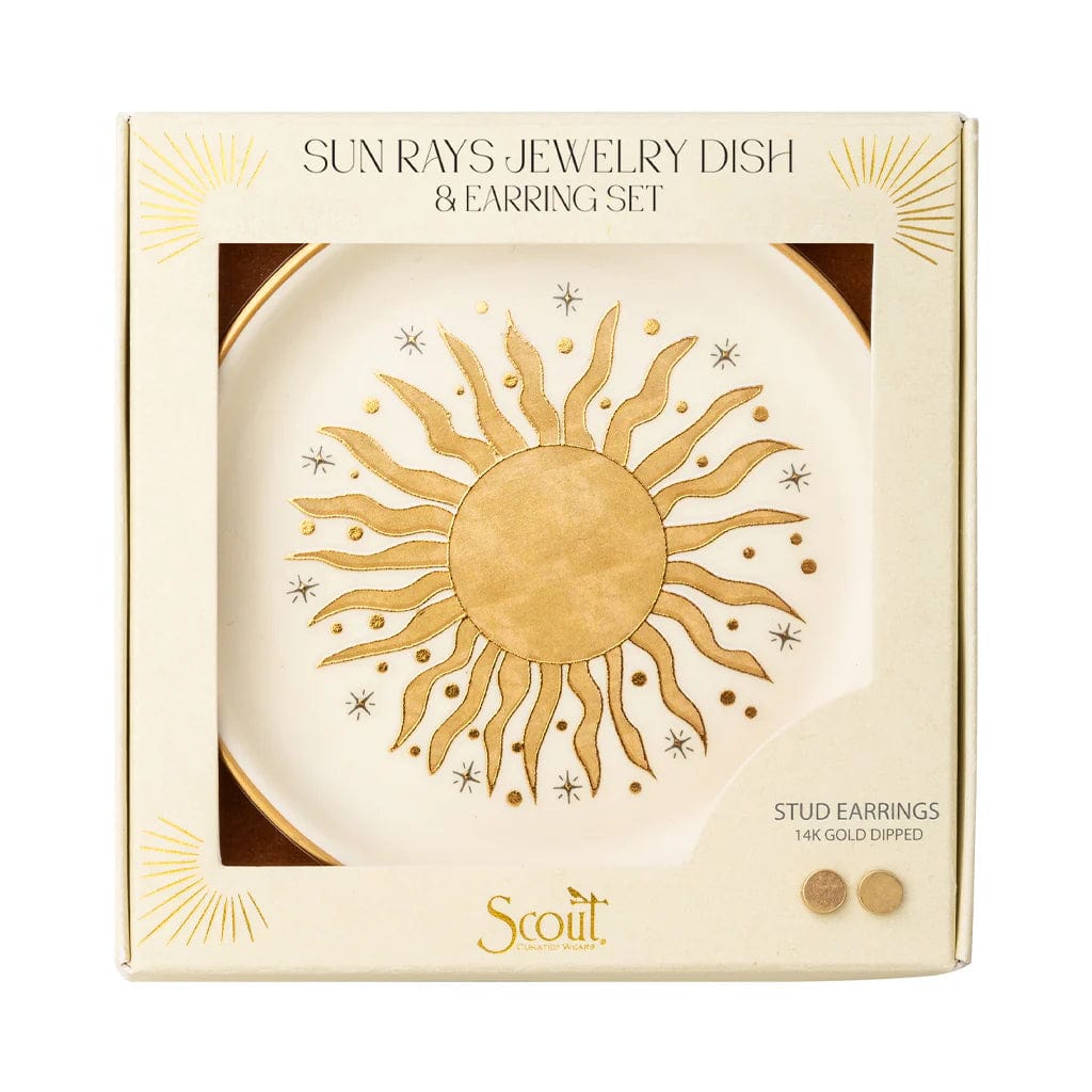 GIFT Jewelry Dish & Stud Earring Set - Sun Rays/Cream