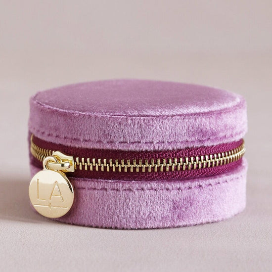 GIFT Mauve Pink Velvet Round Jewelry Box