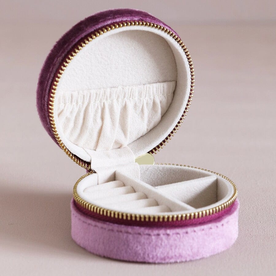 GIFT Mauve Pink Velvet Round Jewelry Box