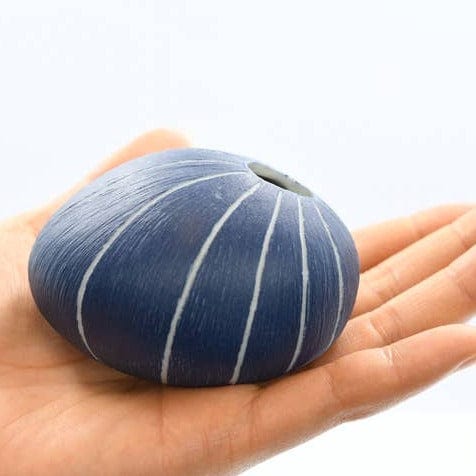 GIFT Mini Pebble Porcelain Bud Vase - Cobalt with White