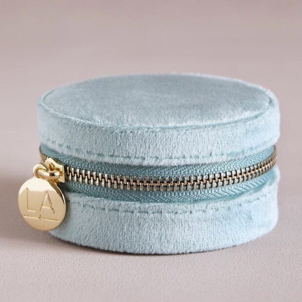 GIFT Mint Green Velvet Round Mini Jewelry Box