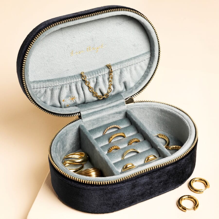 GIFT Navy Written in the Stars Velvet Oval Jewelry Case