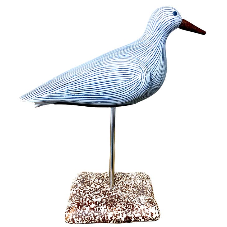 GIFT Porcelain Ceramic Seagull Sculpture - Blue & White