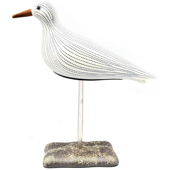 GIFT Porcelain Ceramic Seagull Sculpture - White with Dark Dash Lines