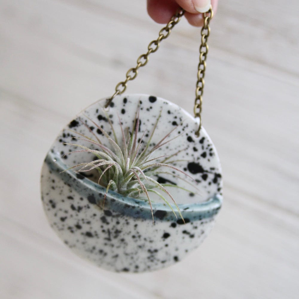 GIFT SMALL CERAMIC PLANTER POCKET WITH AIR PLANT