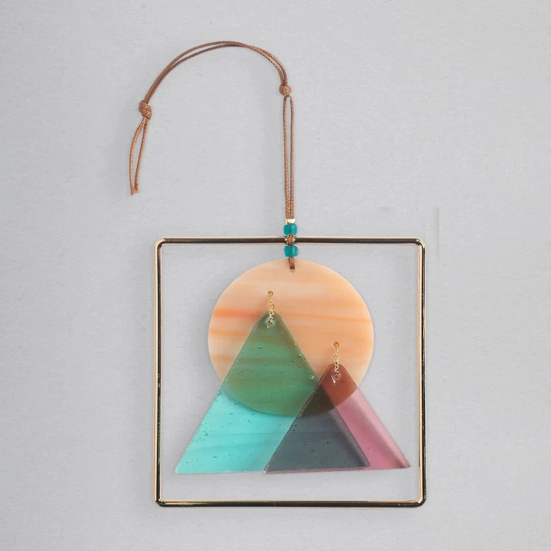 GIFT Stained Glass Light Catcher - Sunset Mountains
