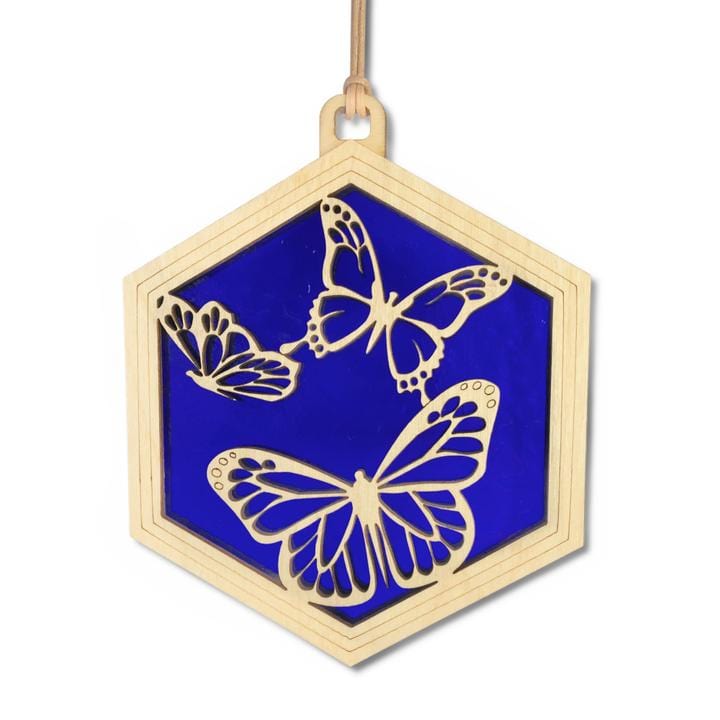 GIFT Standard 6" Suncatcher - Butterflies in Colbalt Blue