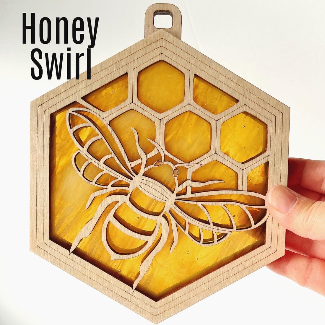 Load image into Gallery viewer, GIFT Standard 6&amp;quot; Suncatcher - Honey Bee In Honey Swirl
