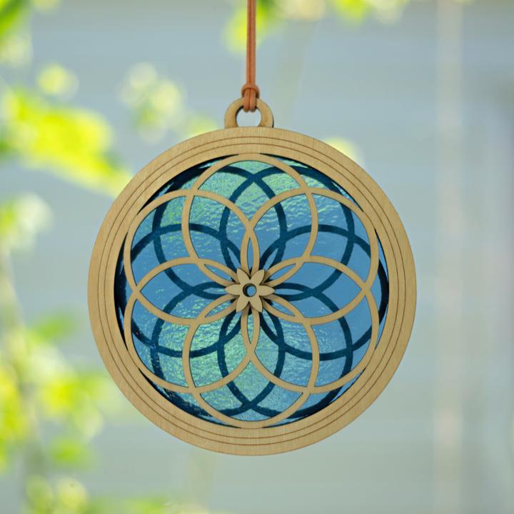 GIFT Standard 6" Suncatcher - Interlocking Rings in Denim Blue