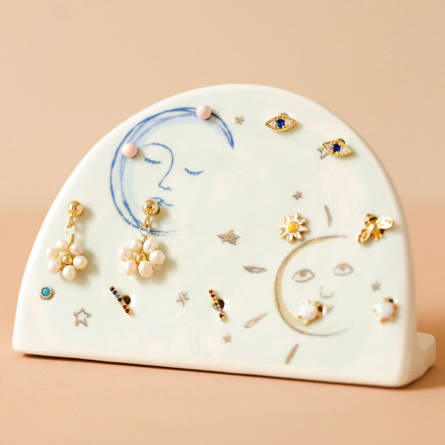 GIFT Sun and Moon Ceramic Earring Holder