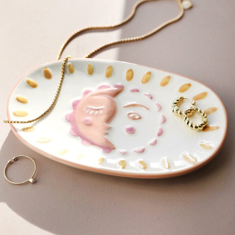 GIFT Sun & Moon Face Ceramic Trinket Dish