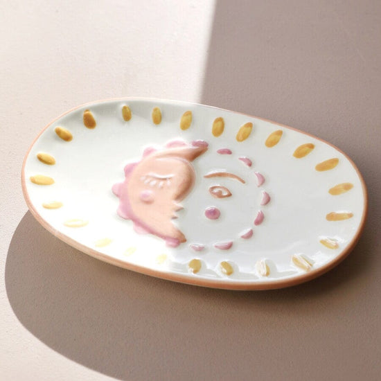 GIFT Sun & Moon Face Ceramic Trinket Dish