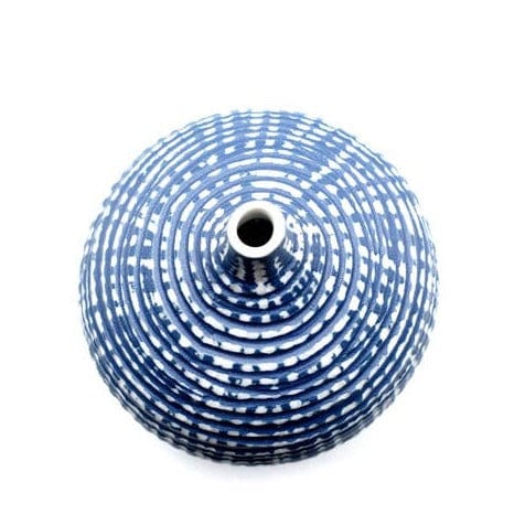 Load image into Gallery viewer, GIFT Tiny Congo Porcelain Bud Vase - Blue &amp;amp; White Lines
