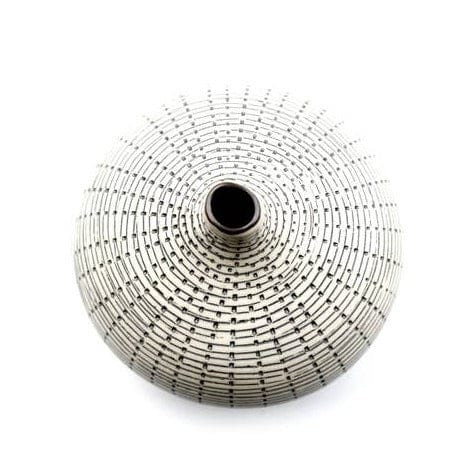 1130 GIFT Tiny Congo Porcelain Bud Vase - White with Black Lines