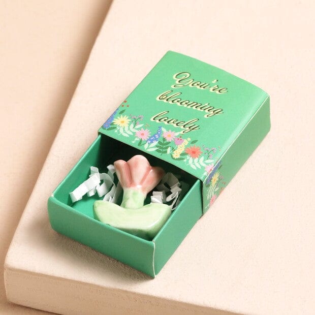 GIFT Tiny Matchbox Ceramic Token Flower