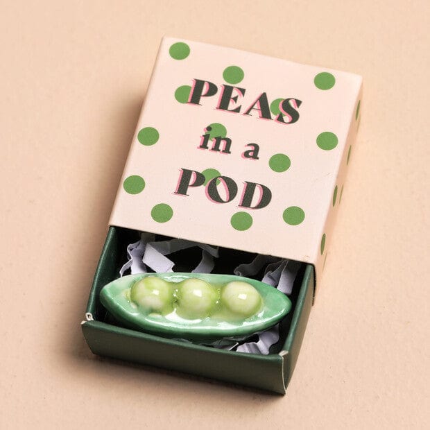 GIFT Tiny Matchbox Ceramic Token Peas