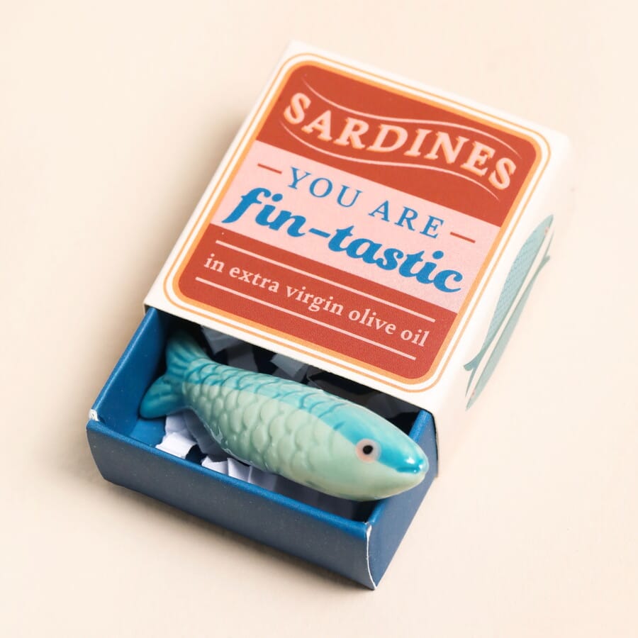 GIFT Tiny Matchbox Sardine Ceramic Token