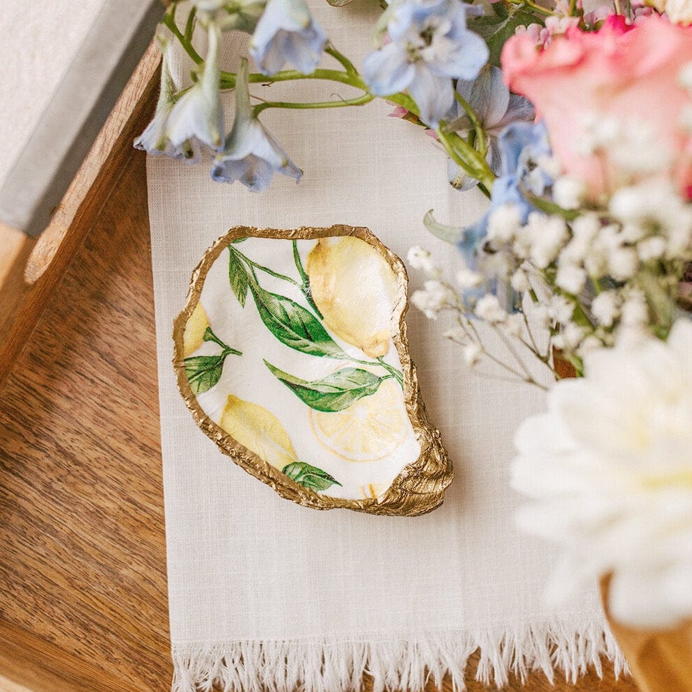 GIFT Tropical Decoupage Oyster Dish - Lemonade