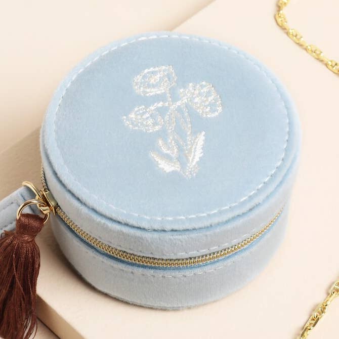 GIFT Willow Print Velvet Travel Jewelry Case