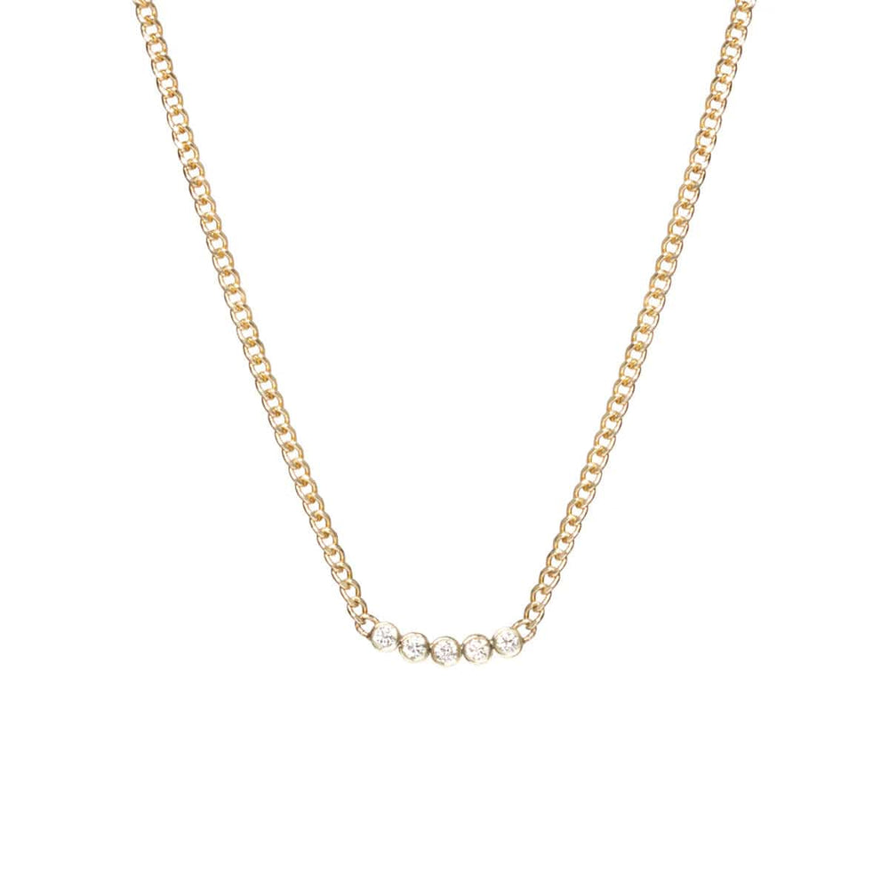 
                      
                        NKL-14K 14k 5 Diamond Bezel Extra Small Curb Chain Necklace
                      
                    