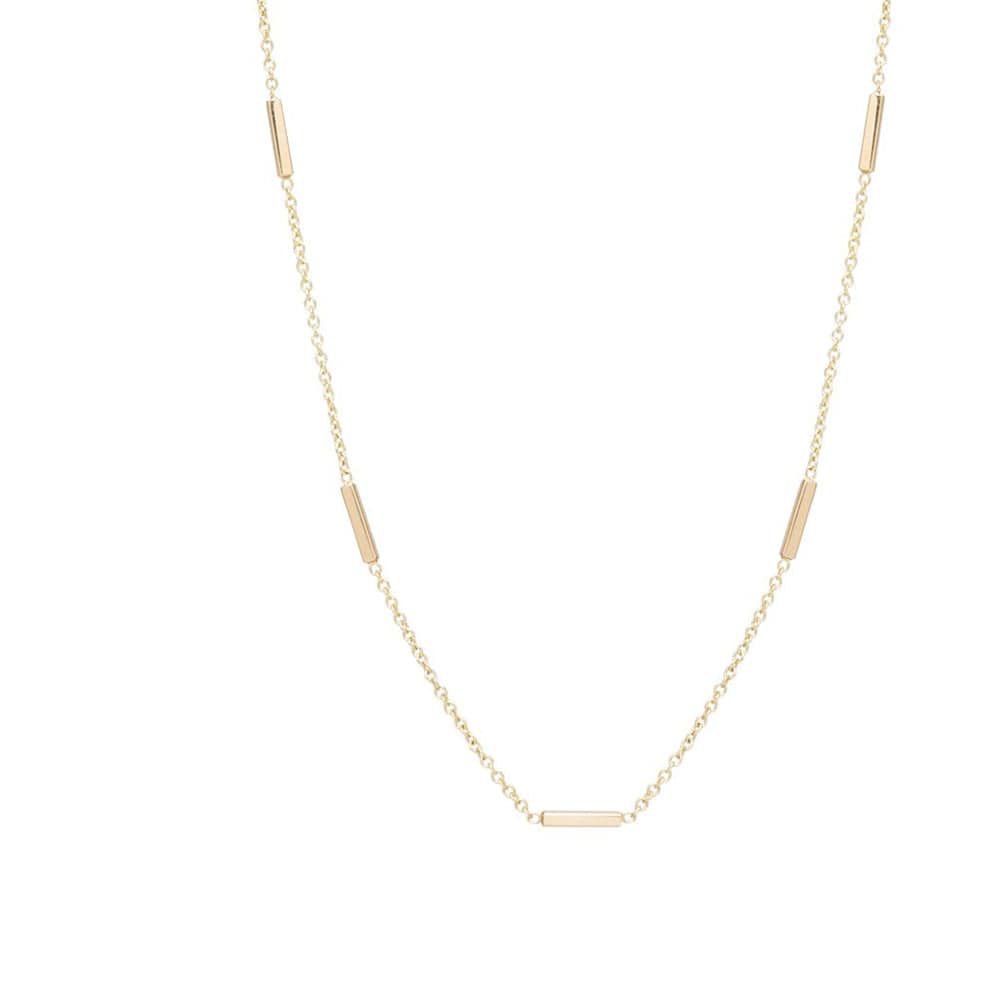 NKL-14K 14k 5 Horizontal Tiny Bars Necklace