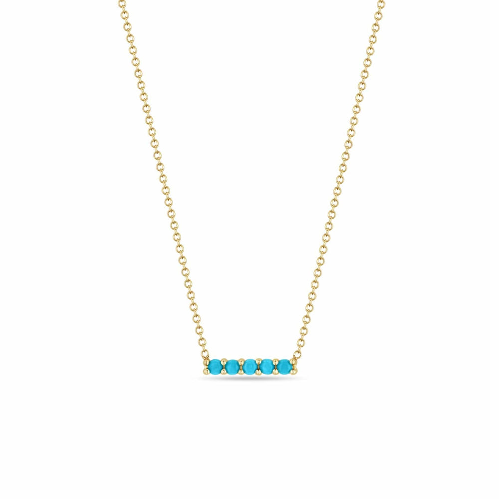 NKL-14K 14k 5 Prong Turquoise Bar Pendant Necklace