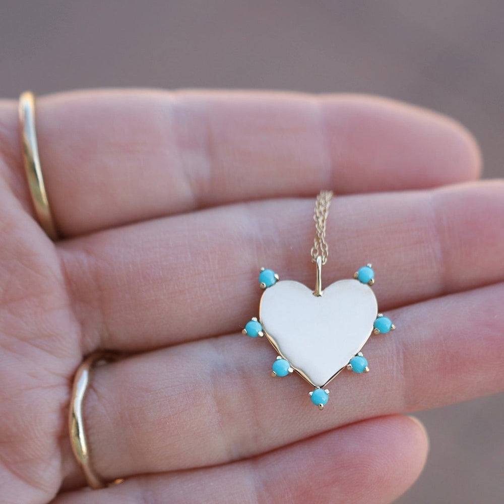 
                      
                        NKL-14K 14k 7 Prong Turquoise Heart Pendant Necklace
                      
                    