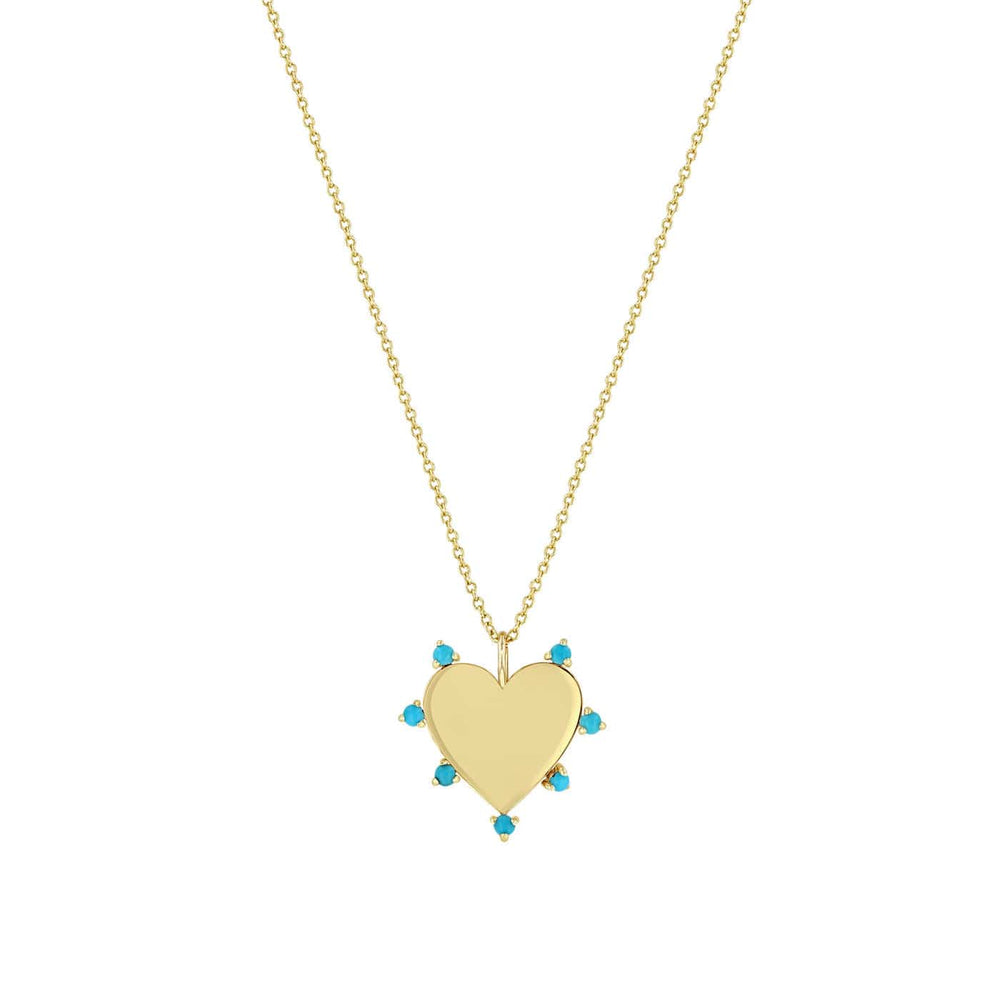 
                      
                        NKL-14K 14k 7 Prong Turquoise Heart Pendant Necklace
                      
                    