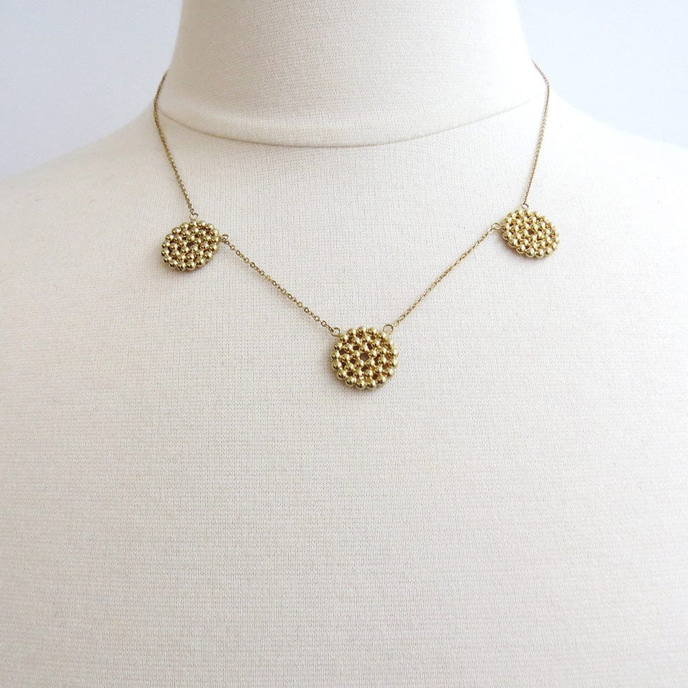 NKL-14K 14k Beaded Triple Circle Necklace