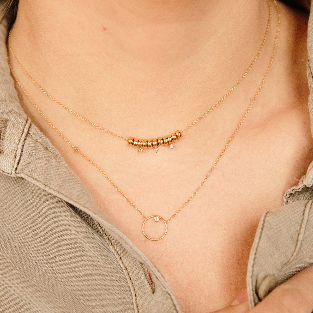 NKL-14K 14k Circle Prong Diamond Necklace