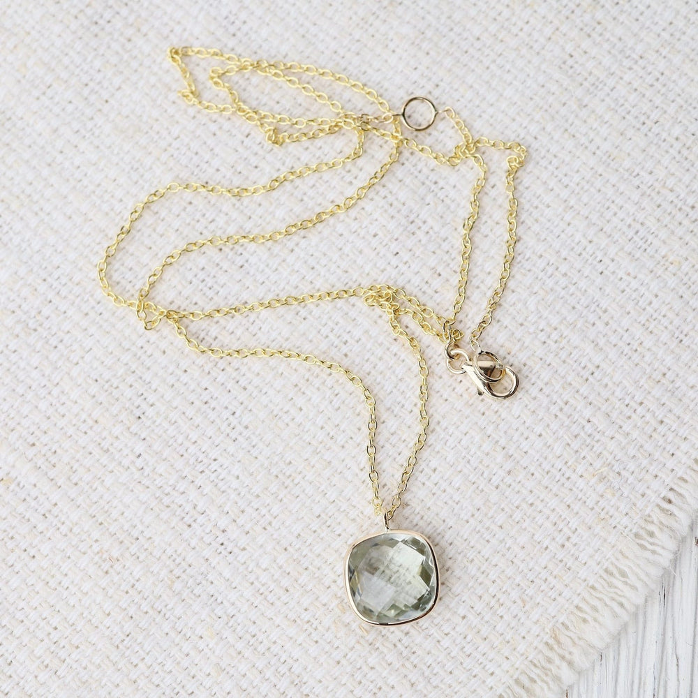 
                      
                        NKL-14K 14k Cushion Green Amethyst Necklace
                      
                    