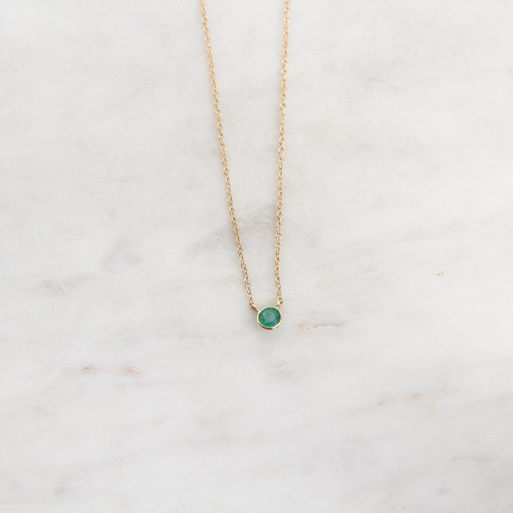 NKL-14K 14k Emerald Solitaire Necklace