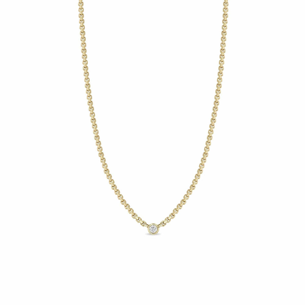 NKL-14K 14k Floating Diamond Small Box Chain Necklace