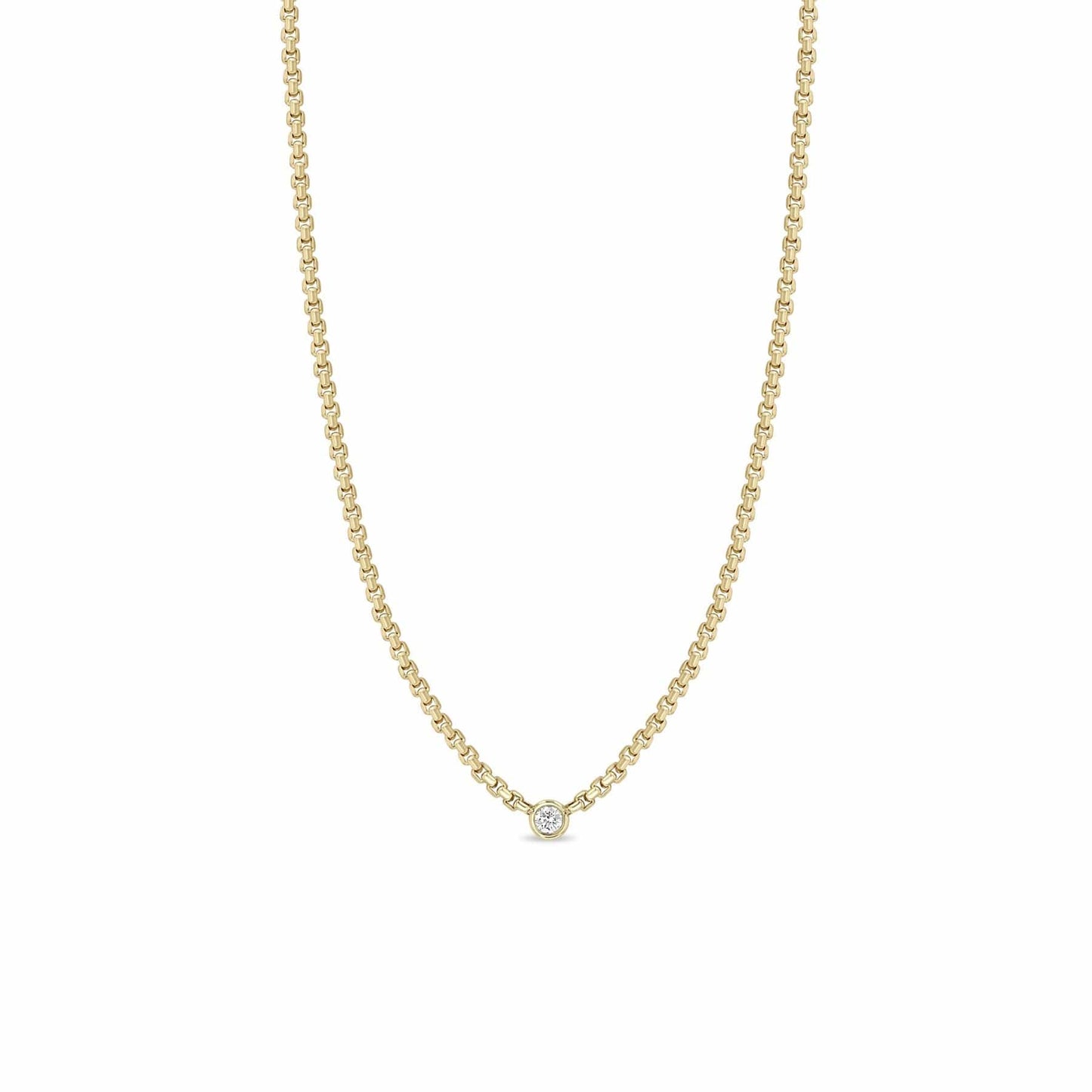 NKL-14K 14k Floating Diamond Small Box Chain Necklace