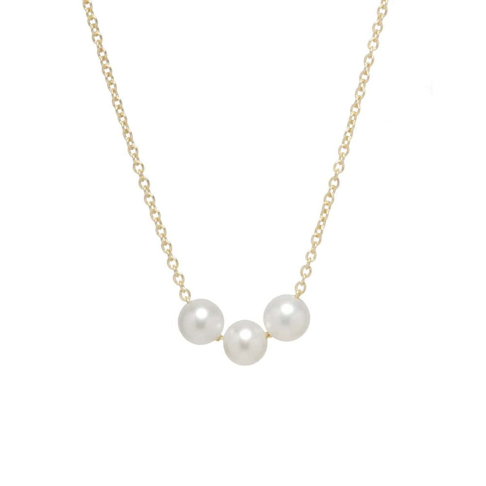 NKL-14K 14K Gold 3 Small Pearl Necklace