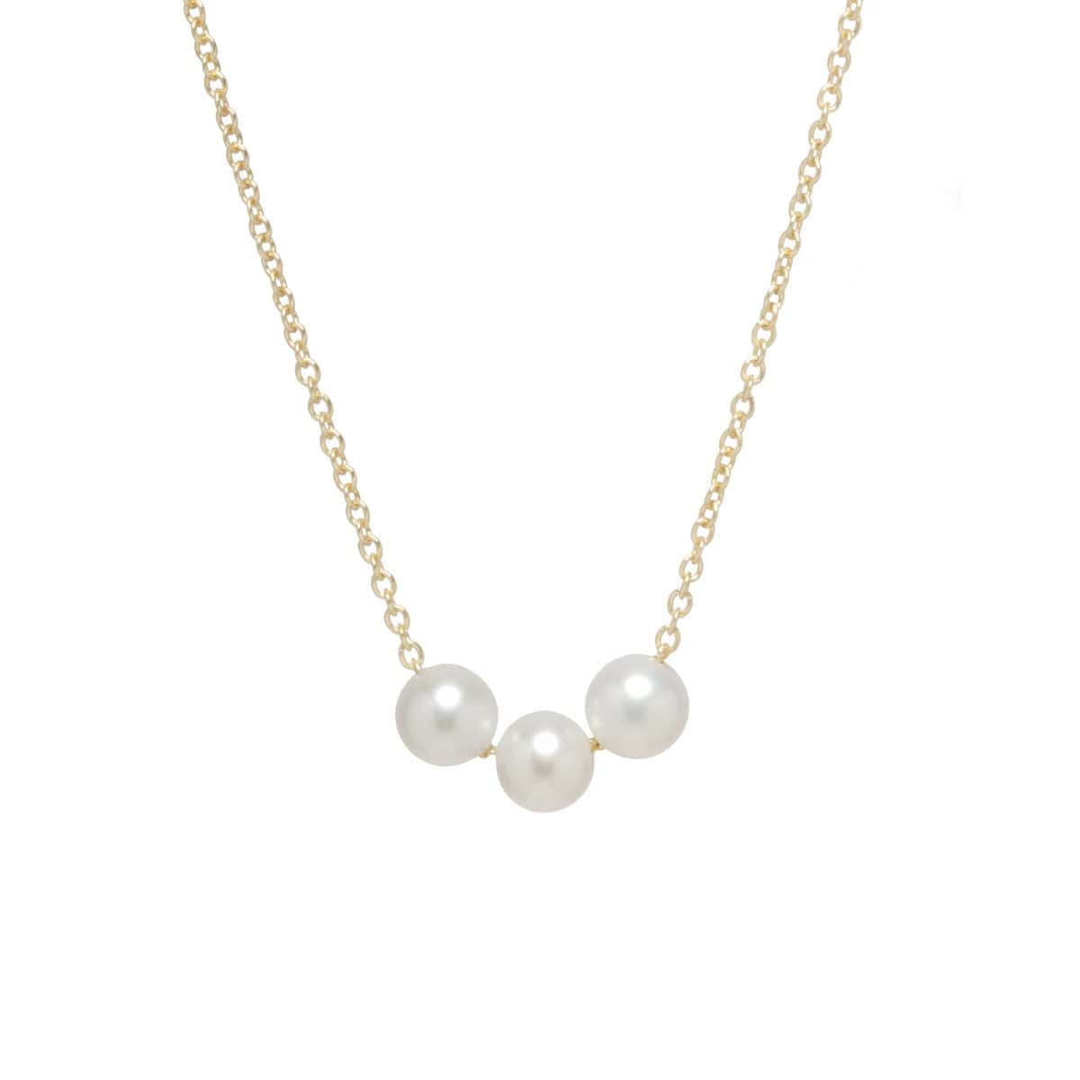 NKL-14K 14K Gold 3 Small Pearl Necklace