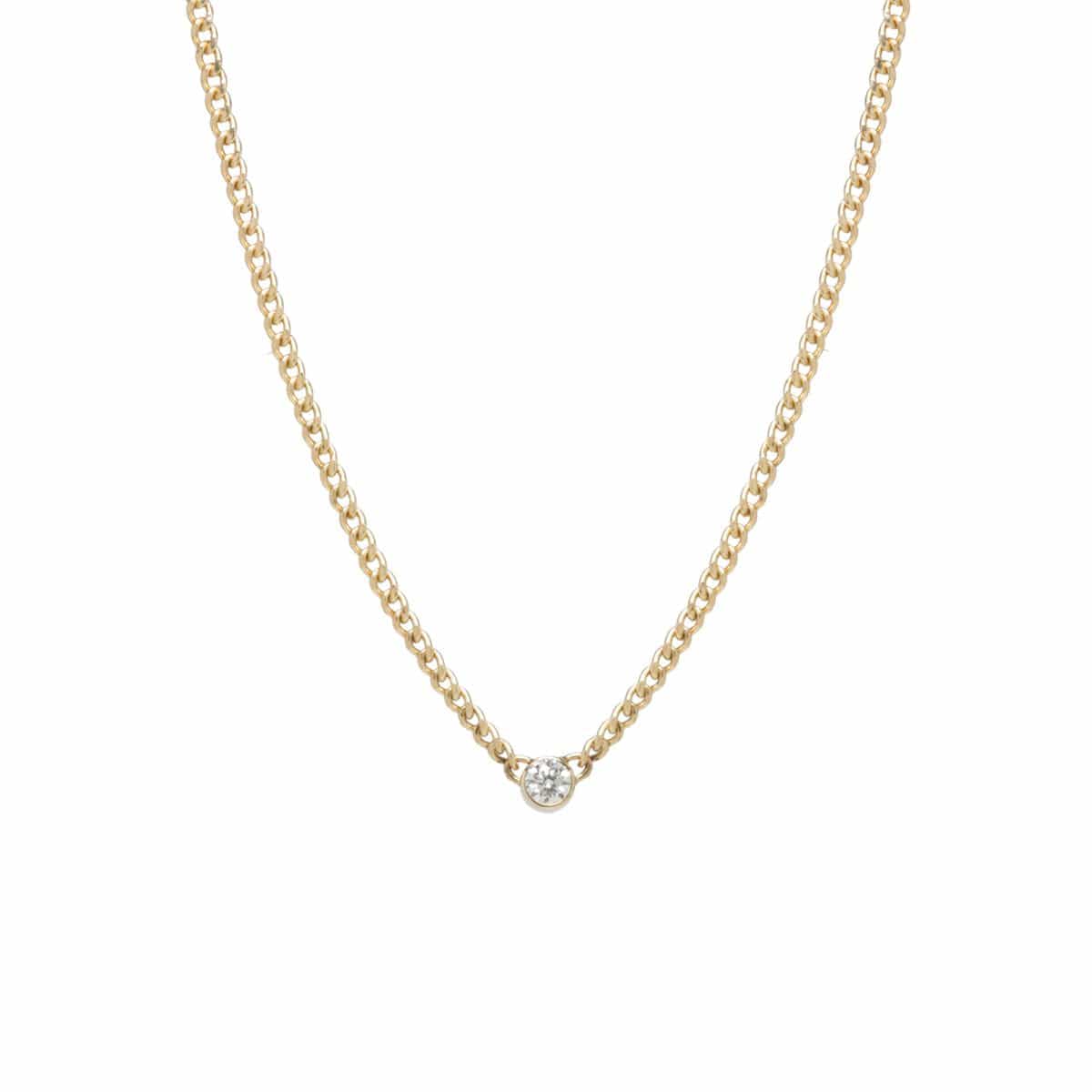 NKL-14K 14k Gold 3mm Bezel set Diamond Necklace