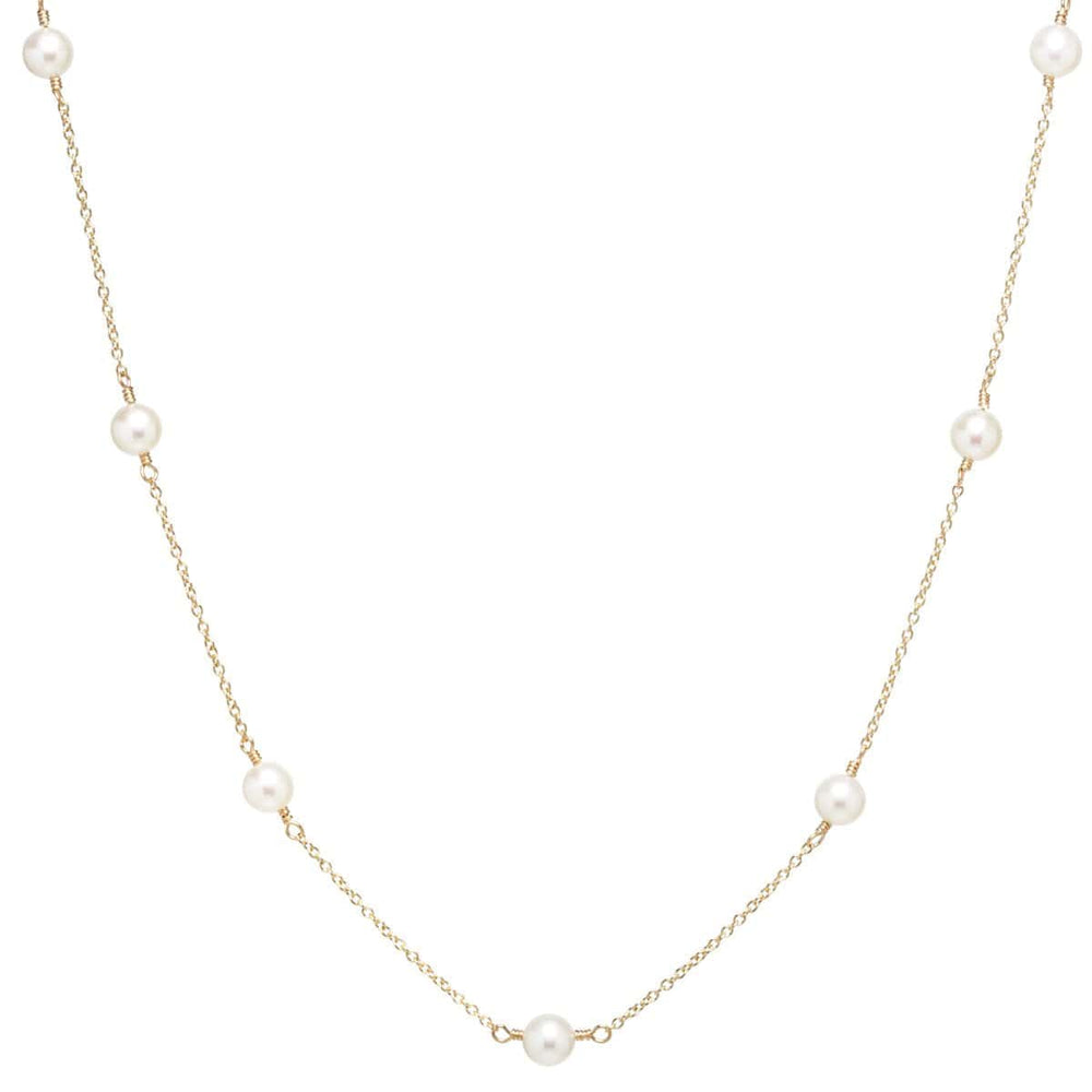 NKL-14K 14K Gold 4mm White Freshwater Cultured Pearl Necklace