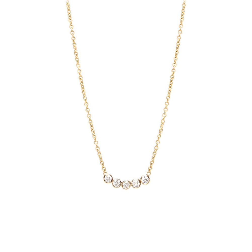 NKL-14K 14K Gold 5 Diamond Bezel Necklace