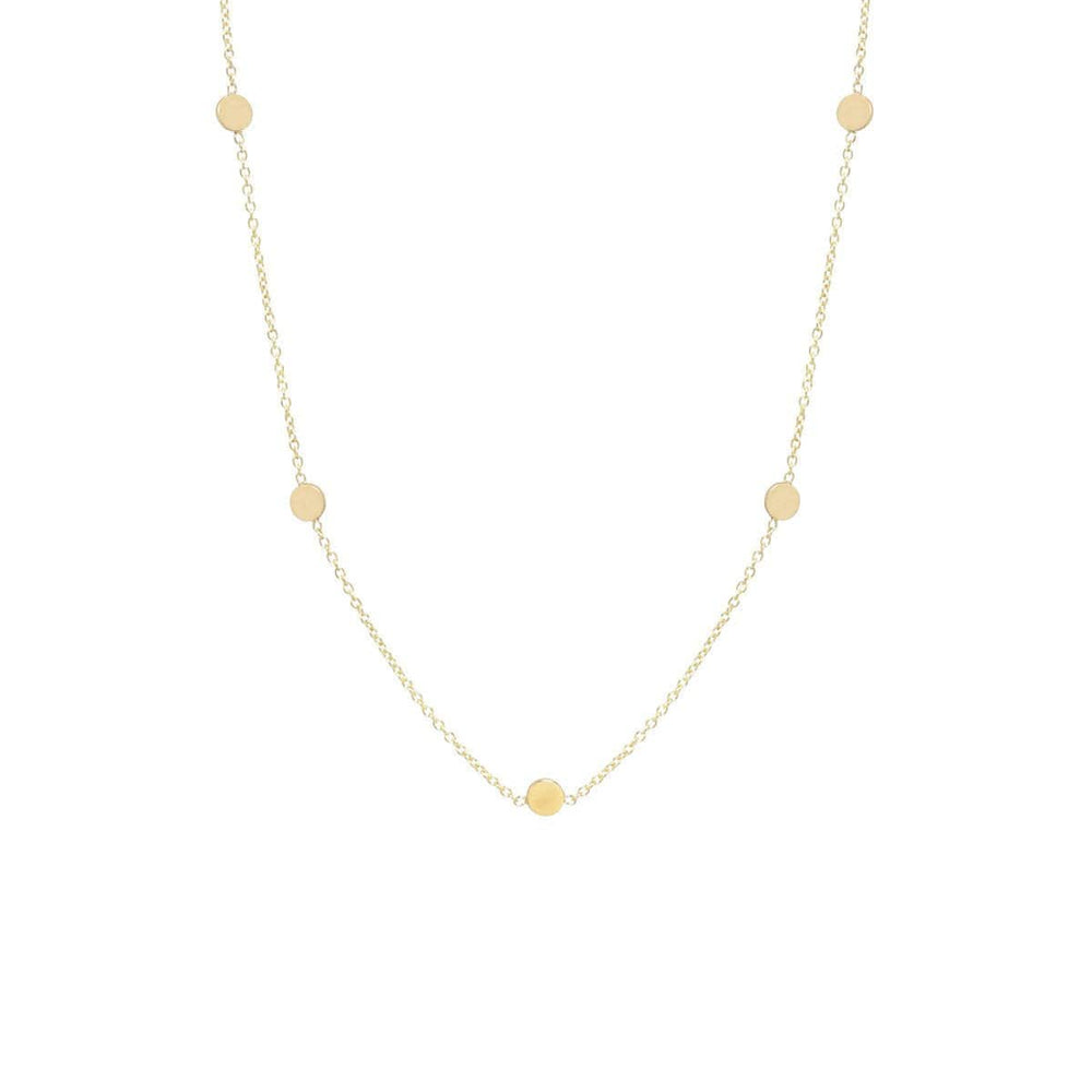 NKL-14K 14k Gold 5 Itty Bitty Round Disc Necklace