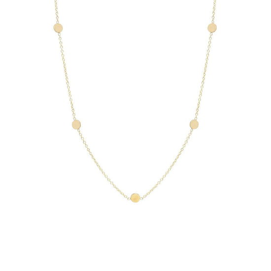 NKL-14K 14k Gold 5 Itty Bitty Round Disc Necklace