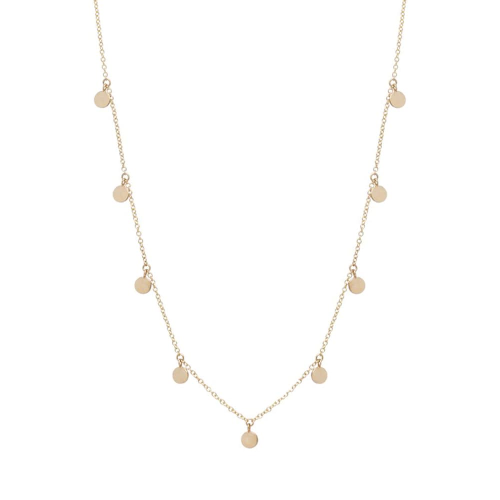 NKL-14K 14K GOLD 9 ITTY BITTY ROUND DISC CHARM NECKLACE