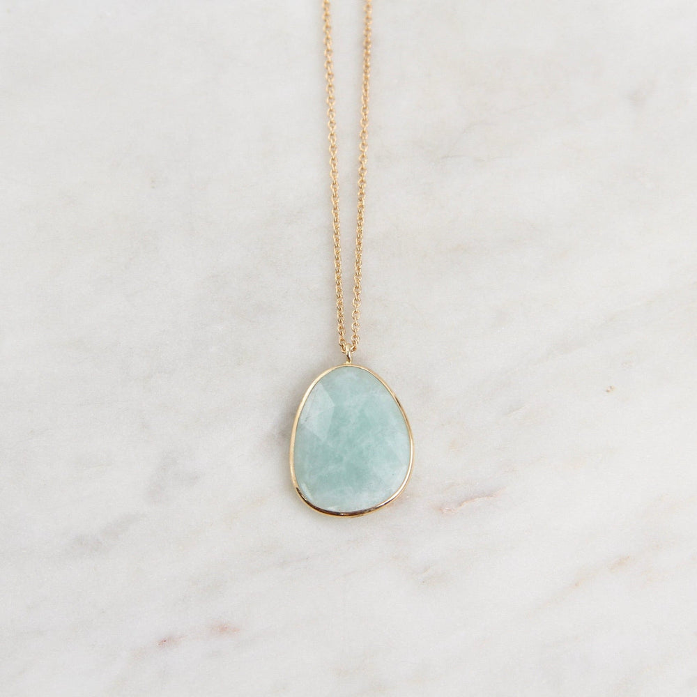 NKL-14K 14k Gold Amazonite Slice Pendant