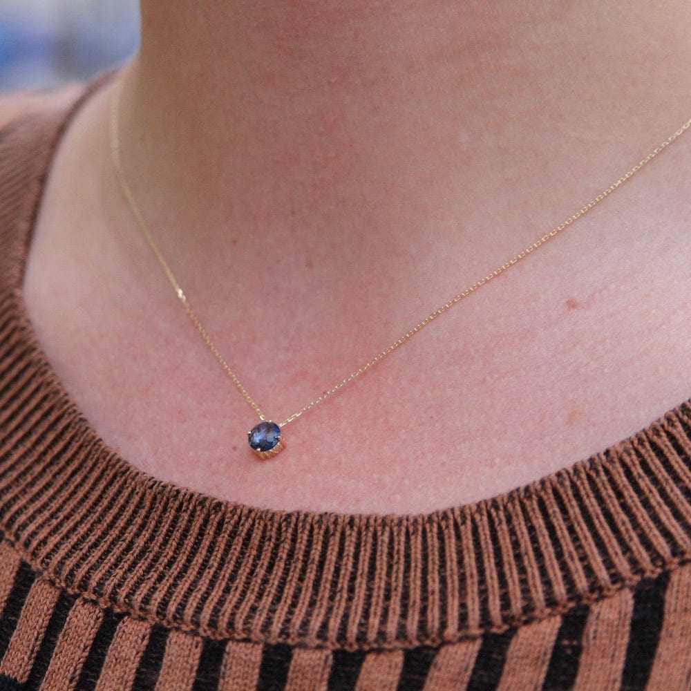 NKL-14K 14k Gold and English Blue Topaz Necklace