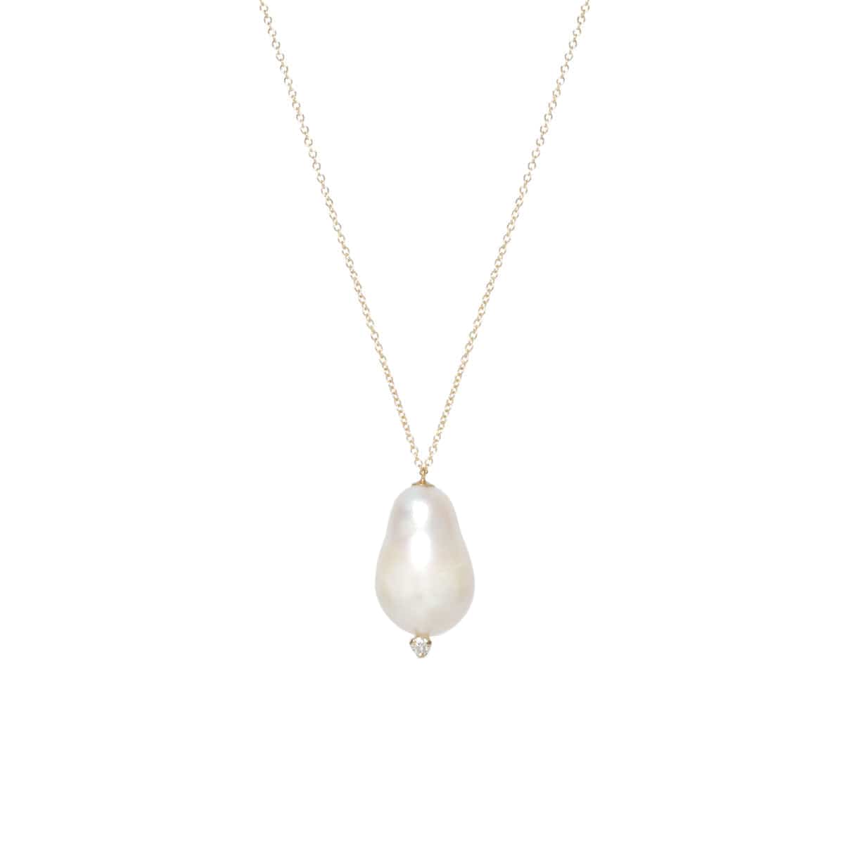 NKL-14K 14k Gold Baroque Pearl & Diamond Necklace