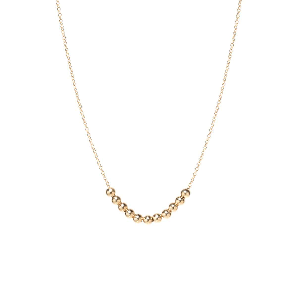 NKL-14K 14K Gold Chain Necklace with 11 3mm Gold Beads