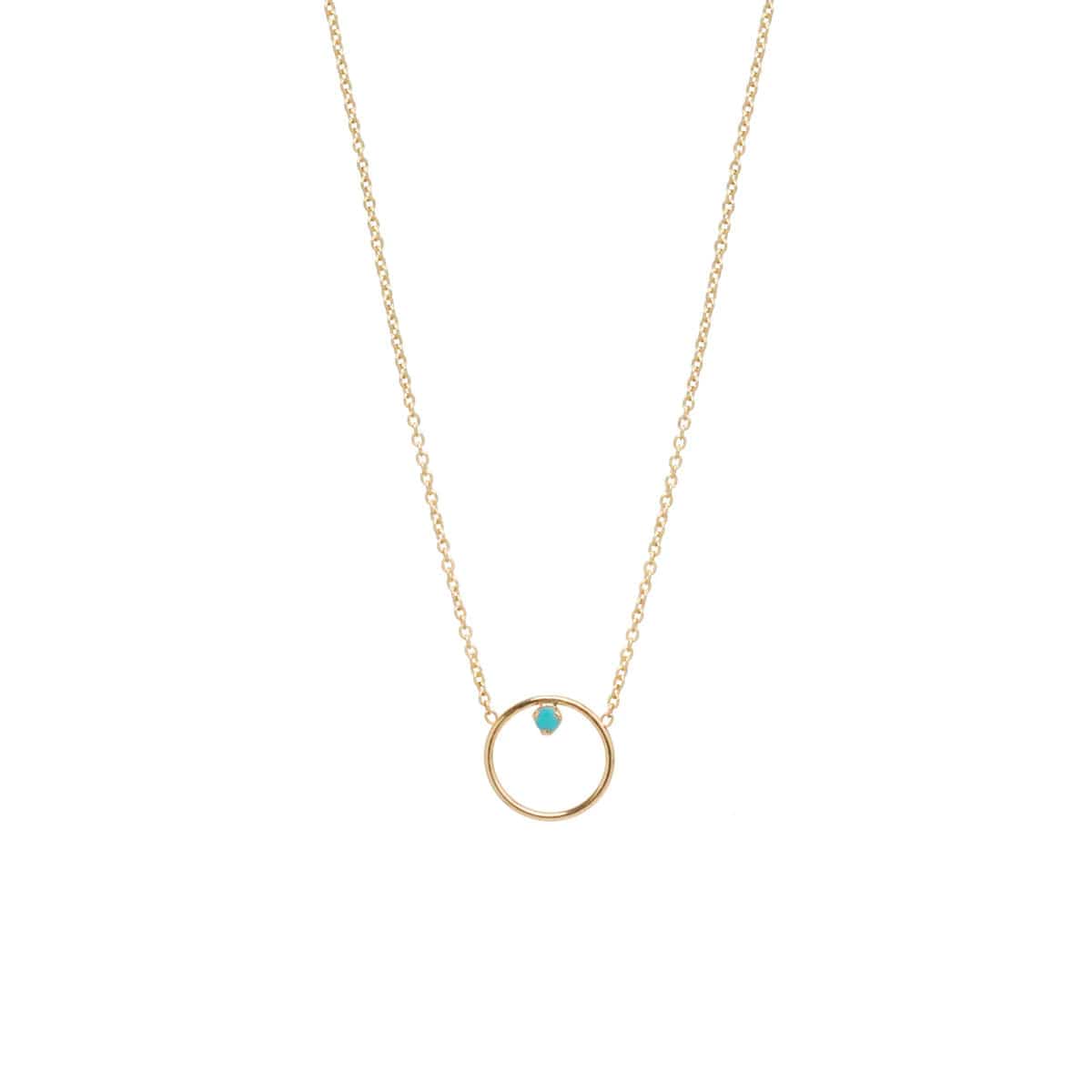 Load image into Gallery viewer, NKL-14K 14k Gold Circle Prong Turquoise Necklace
