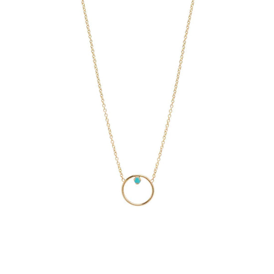 Load image into Gallery viewer, NKL-14K 14k Gold Circle Prong Turquoise Necklace
